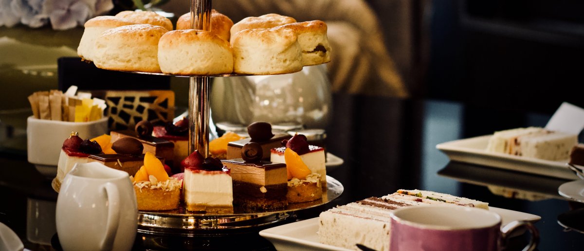 Afternoon tea in a posh hotel.